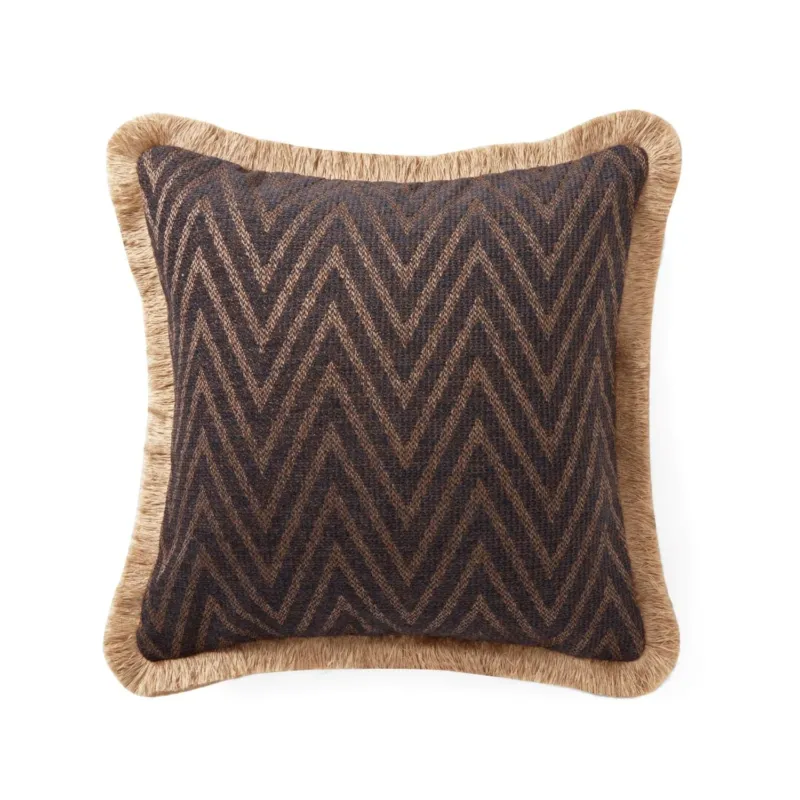 Pillow cover - The Herringbone Elegance (Large Pattern) Pillow Cover - Dark Brown & Toffee Mix