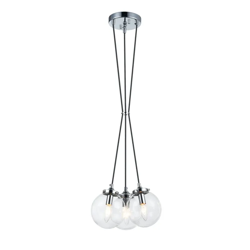 Bougie 3-Light Pendant | Chrome / Clear