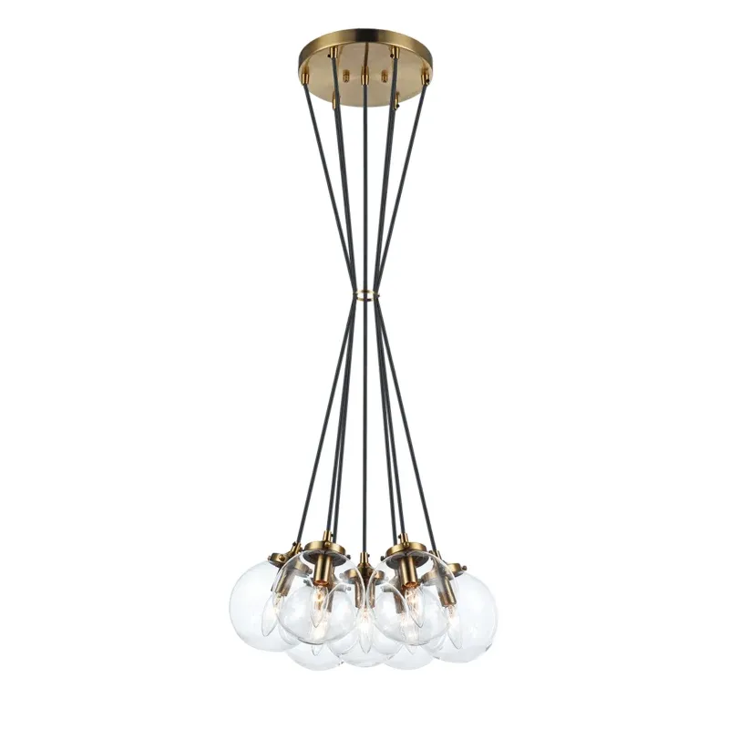 Bougie 7-Light Pendant | Aged Gold Brass / Clear