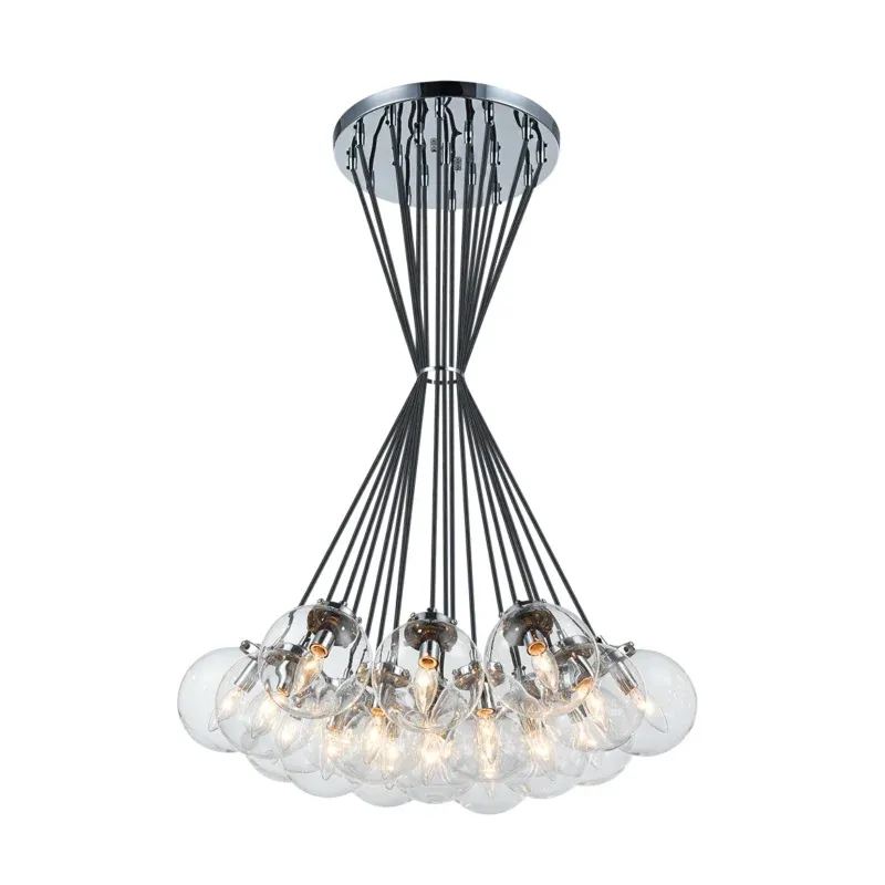 Bougie 19-Light Pendant | Chrome / Clear