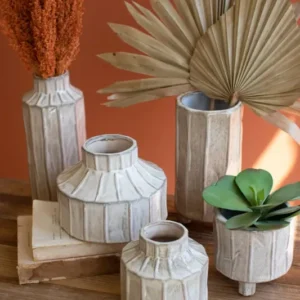 White Ceramic Planters Set Of 5 By kalalou | Planters, Troughs & Cachepots | Modishstore