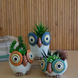 Set Of Three Ceramic Owl Planters By Kalalou | Planters, Troughs & Cachepots | Modishstore