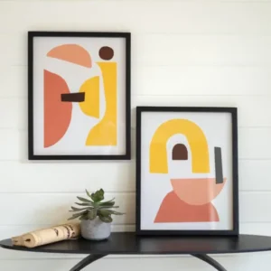Colorful Framed Graphic Prints Under Glass Set Of 2 By Kalalou | Wall Decor | Modishstore
