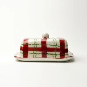Handcrafted Plaid Ceramic Butter Dish
