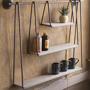 Kalalou Wood And Metal Triple Hanging Shelf | Modishstore | Wall Shelf