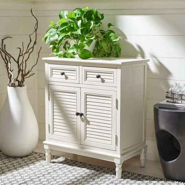 Safavieh Tate 2Drw 2 Door Sideboard - Distressed White | Console Tables | Modishstore