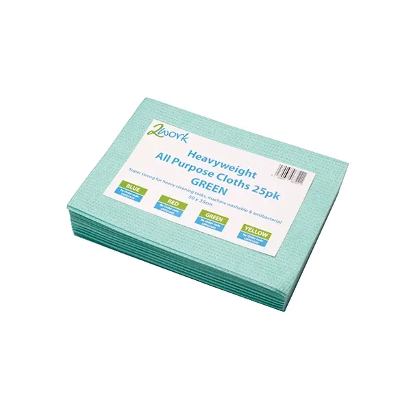 2Work Heavyweight All Purpose Cloth 500x350mm Green (Pack of 25) CNT01645
