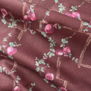 Coco, Fuchsia on Brick Linen Fabric