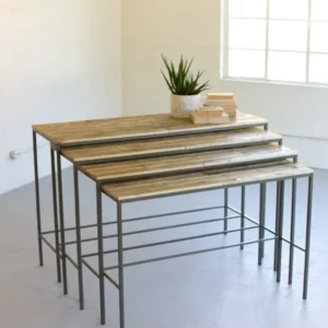 Kalalou Recycled Wood And Iron Display Consoles (Set Of 4) | Modishstore | Console Tables