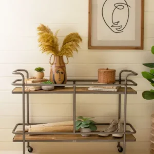Rolling Wood And Iron Cart By Kalalou | Bar Carts | Modishstore