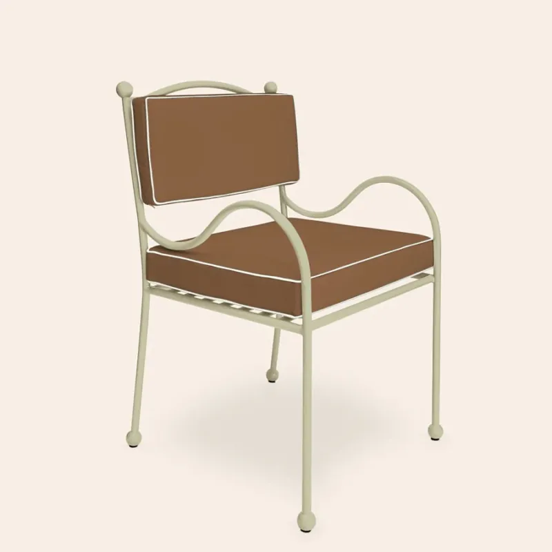 Panarea Armchair in Gelato, Taupe & White cushions
