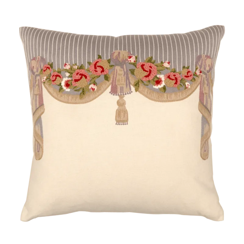 Hand Embroidered Silk Pillow Cover 20" x 20"