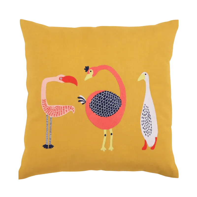 Hand Embroidered Birds Pillow Cover 20" x 20"