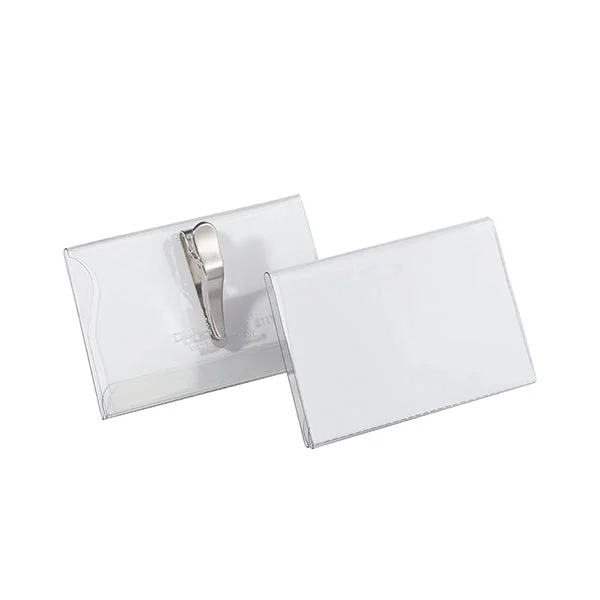 Durable Name Badge with Crocodile Clip 55x90mm Clear (Pack of 25) 8111