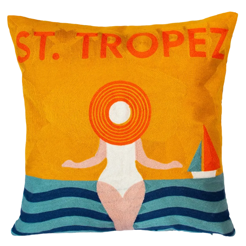 St. Tropez - Needlepoint Travel Inspired Pillow