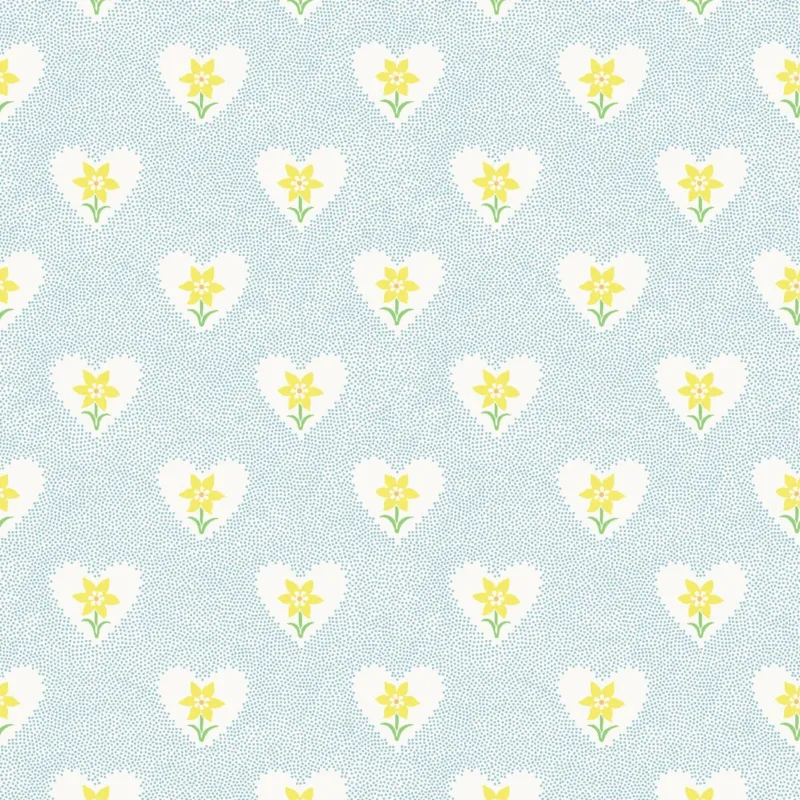 Daffodil Hearts Wallpaper - Sky Blue