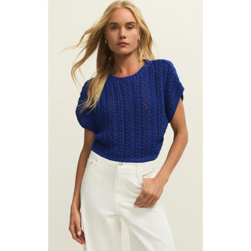 Ballast Crochet Sweater Top | Nautical Cobalt Blue