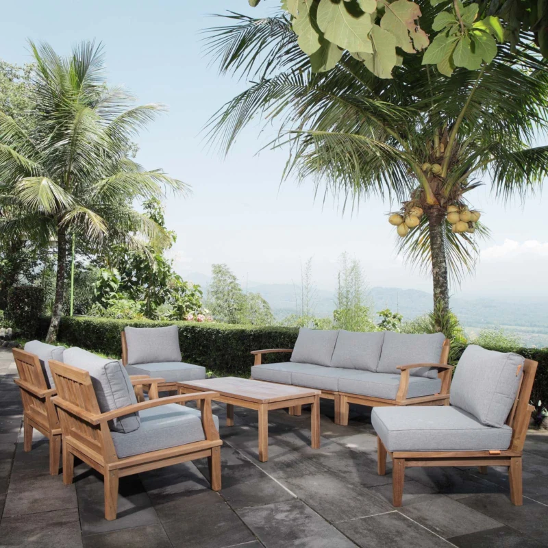 Marina 8 Piece Outdoor Patio Teak Set By Modway - EEI-1479 | Outdoor Sofas, Loveseats & Sectionals | Modishstore - 1