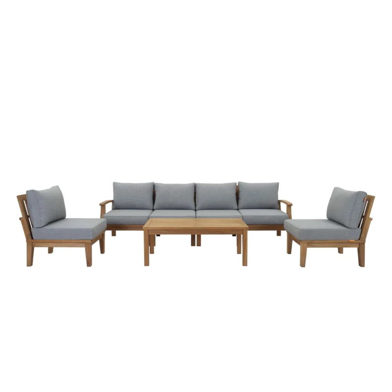 Modway Marina 7 Piece Outdoor Patio Teak Set - EEI-1481 | Outdoor Sofas, Loveseats & Sectionals | Modishstore - 1