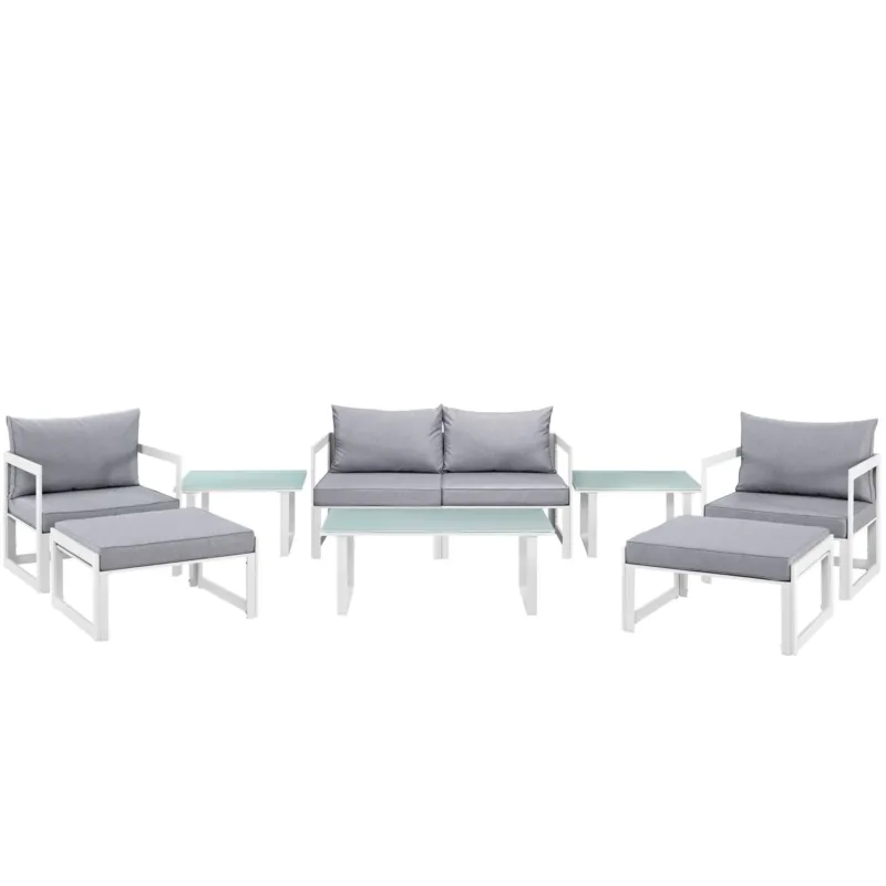 Modway Fortuna 9 Piece Outdoor Patio Sectional Sofa Set - EEI-1719 - EEI-1719 | Outdoor Sofas, Loveseats & Sectionals | Modishstore - 1