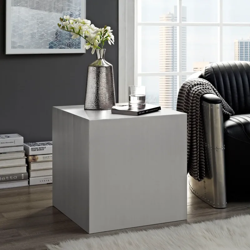 Modway Cast Stainless Steel Side Table - Silver - EEI-2097 | Side Tables | Modishstore - 1