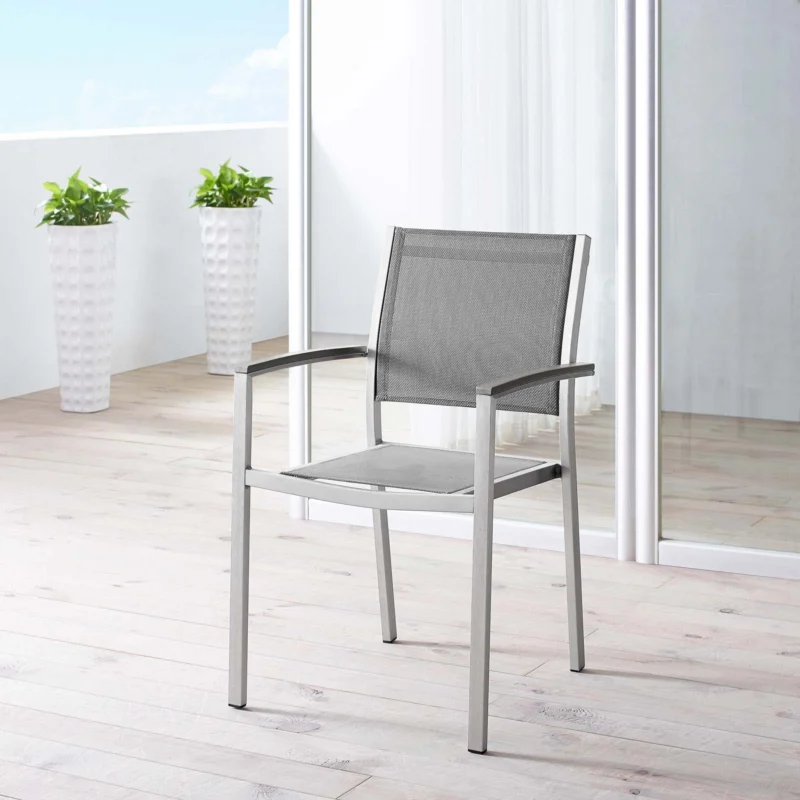 Modway Shore Outdoor Patio Aluminum Dining Chair - Silver Black - EEI-2272 | Outdoor Chairs | Modishstore - 1