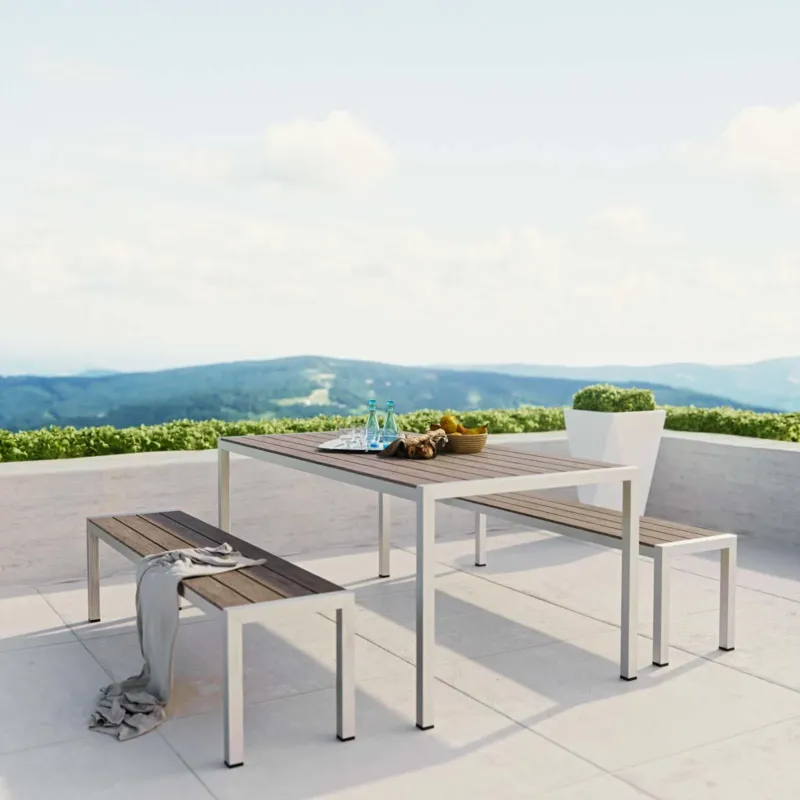 Modway Shore 3 Piece Outdoor Patio Aluminum Dining Set - EEI-2480 | Outdoor Dining Sets | Modishstore - 1