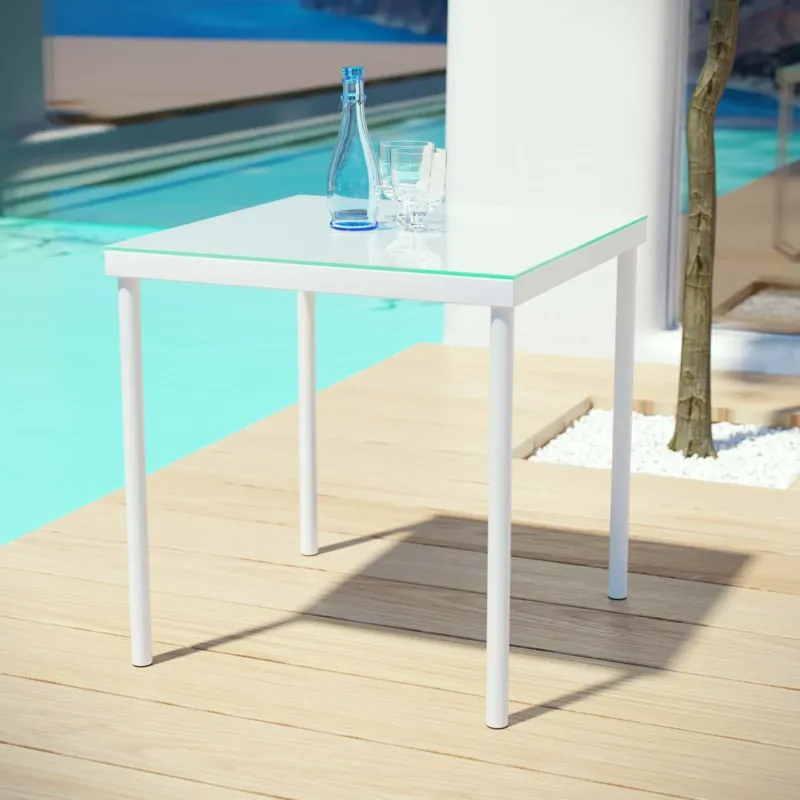 Modway Harmony Outdoor Patio Aluminum Side Table - White - EEI-2604 | Outdoor Tables | Modishstore - 1
