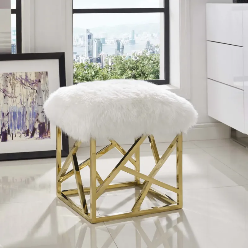 Modway Intersperse Sheepskin Ottoman - EEI-2844 | Ottomans | Modishstore - 1