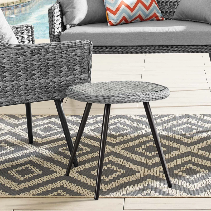 Modway Endeavor Outdoor Patio Wicker Rattan Side Table Gray - EEI-3025 | Outdoor Tables | Modishstore - 1