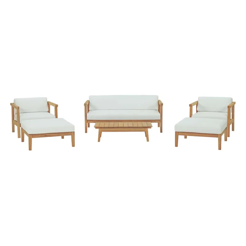 Modway Bayport 6 Piece Outdoor Patio Teak Set - EEI-3109 | Outdoor Sofas, Loveseats & Sectionals | Modishstore - 1