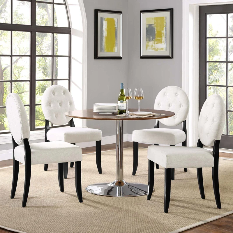 Button Dining Side Chair Upholstered Fabric Set of 4 By Modway - EEI-3376 | Dining Chairs | Modishstore - 1