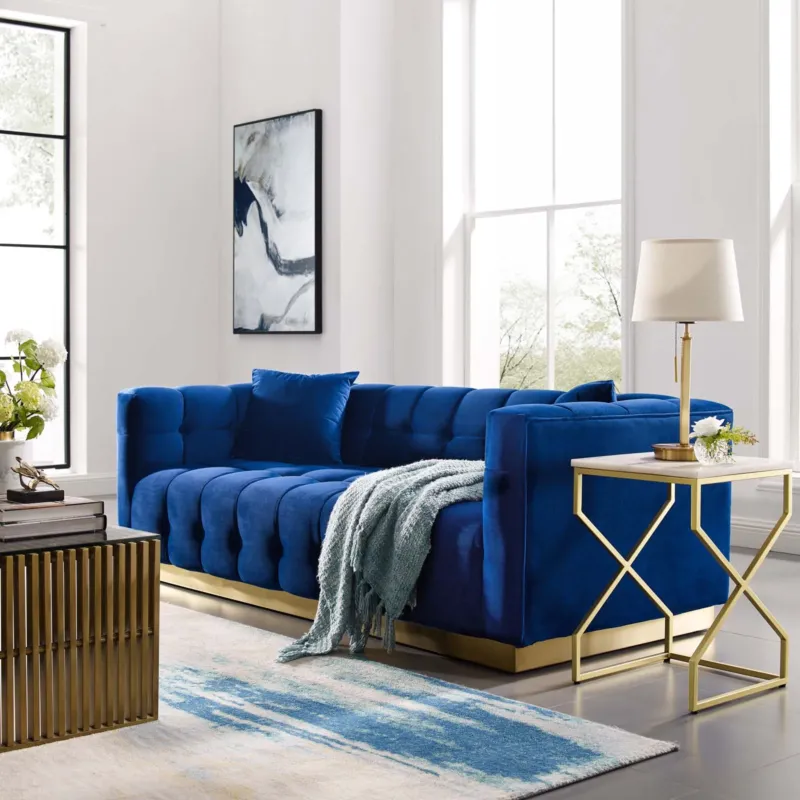 Modway Vivacious Biscuit Tufted Performance Velvet Sofa - EEI-3409 | Sofas | Modishstore - 1