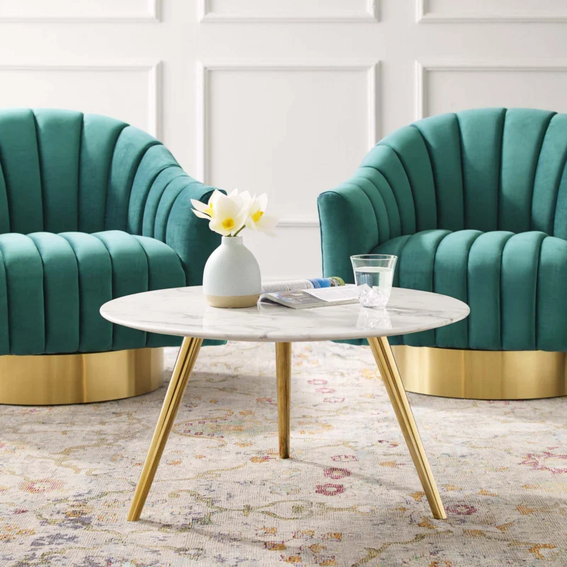 Modway Lippa 28" Round Artificial Marble Coffee Table with Tripod Base - EEI-3664 | Coffee Tables | Modishstore - 1