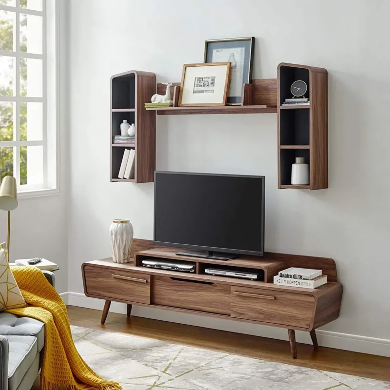 Modway Omnistand 2 Piece Entertainment Center in Walnut Gray - EEI-3731 | TV Stands | Modishstore - 1