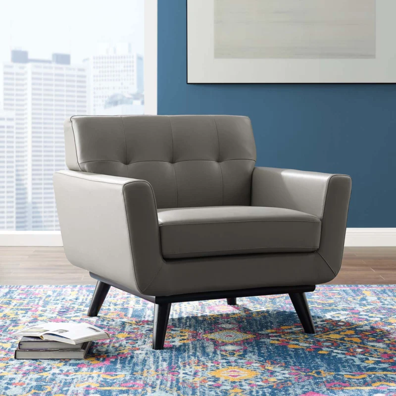 Modway Engage Top-Grain Leather Living Room Lounge Accent Armchair - EEI-3734 | Armchairs | Modishstore - 1