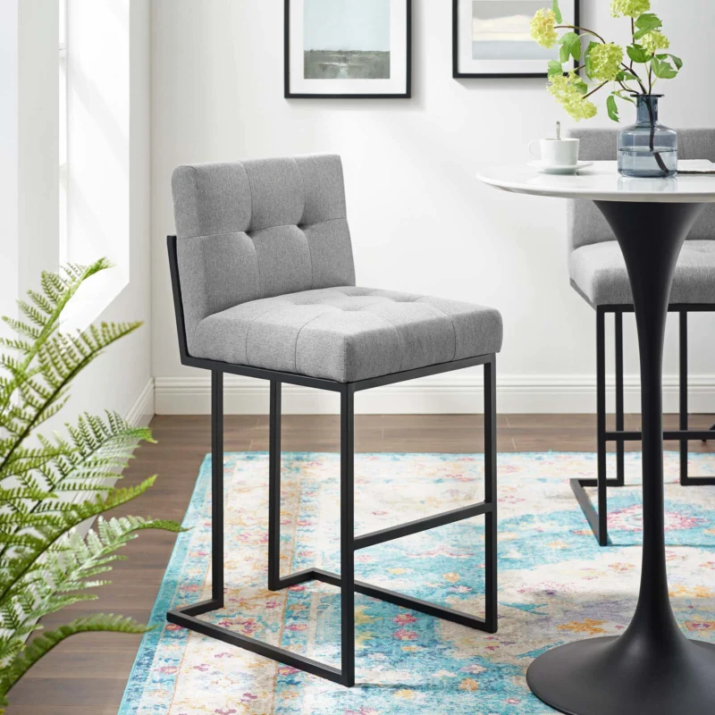 Privy Black Stainless Steel Upholstered Fabric Bar Stool By Modway - EEI-3857 | Bar Stools | Modishstore - 1