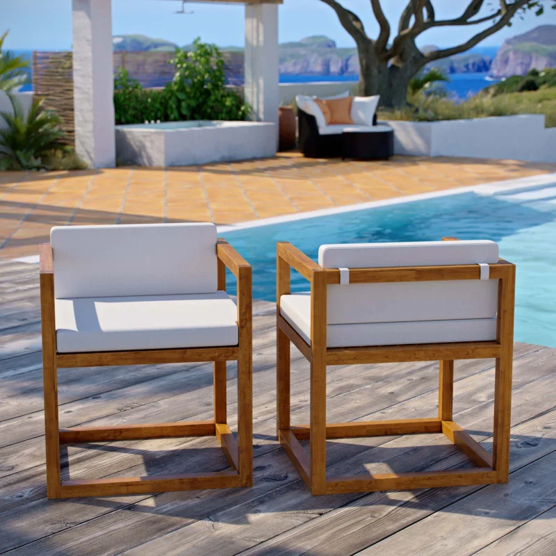 Newbury Outdoor Patio Premium Grade A Teak Wood Accent Armchair Set of 2 By Modway - EEI-4029 | Outdoor Chaise Lounges | Modishstore - 1