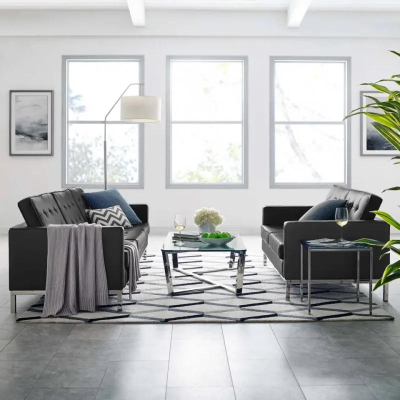 Modway Loft Tufted Upholstered Faux Leather Sofa and Loveseat Set - EEI-4106 | Sofa Set | Modishstore - 1