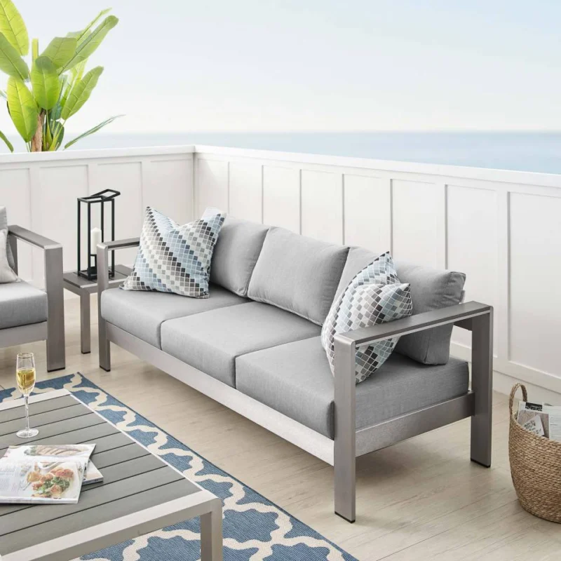Modway Shore Sunbrella® Fabric Aluminum Outdoor Patio Sofa - EEI-4228 | Outdoor Sofas, Loveseats & Sectionals | Modishstore - 1