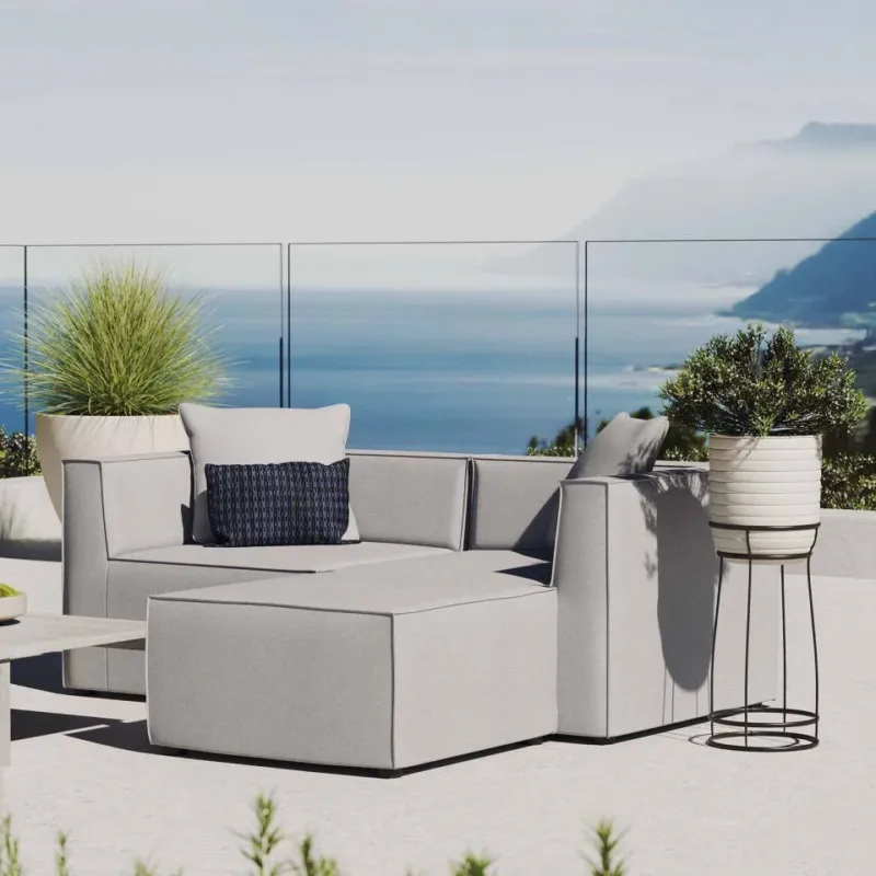 Modway Saybrook Outdoor Patio Upholstered Loveseat and Ottoman Set - EEI-4378 | Outdoor Sofas, Loveseats & Sectionals | Modishstore - 1