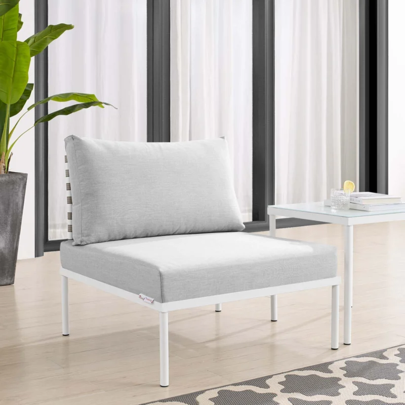 Harmony Sunbrella® Basket Weave Outdoor Patio Aluminum Armless Chair By Modway - EEI-4958 | Outdoor Chairs | Modishstore - 1