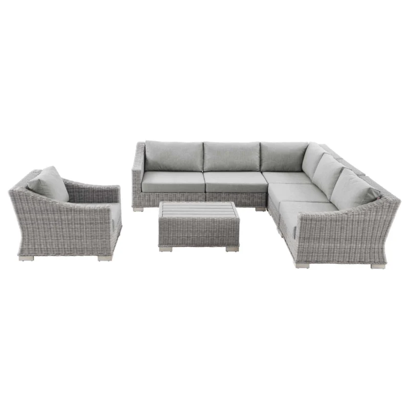 Modway Conway Outdoor Patio Wicker Rattan 7-Piece Sectional Sofa Furniture Set - EEI-5098 | Outdoor Sofas, Loveseats & Sectionals | Modishstore - 1