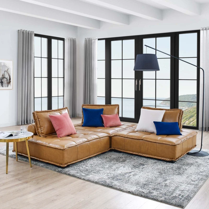 Modway Saunter Tufted Vegan Leather Vegan Leather 3-Piece Sofa - EEI-5207 | Sofas | Modishstore - 1