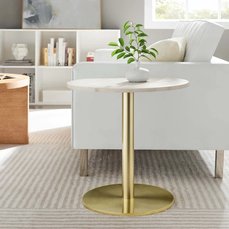 Viva Round White Marble Side Table By Modway - EEI-6609 | Side Tables | Modishstore - 1