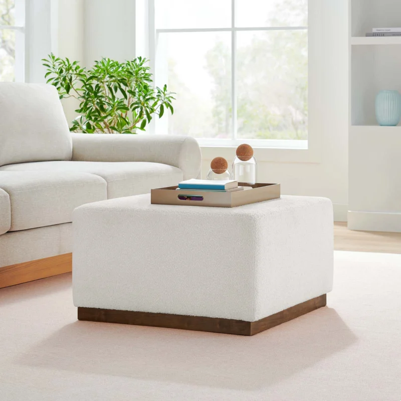 Tilden Large 28" Square Boucle Upholstered Ottoman By Modway - EEI-6644 | Ottomans | Modishstore - 1