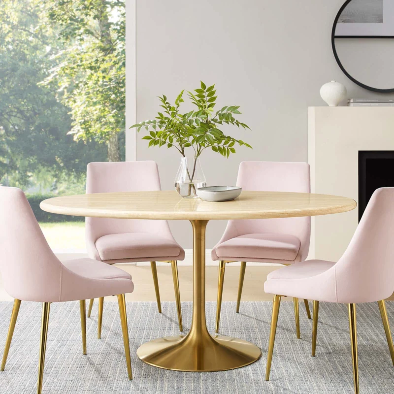 Lippa 60” Oval Artificial Travertine Dining Table By Modway - EEI-6759 | Dining Tables | Modishstore - 1