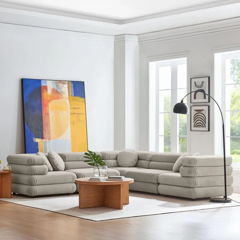 Jubilee 5-Piece Modular Performance Velvet Sectional Sofa by Modway | Sofa Set | Modishstore - 1