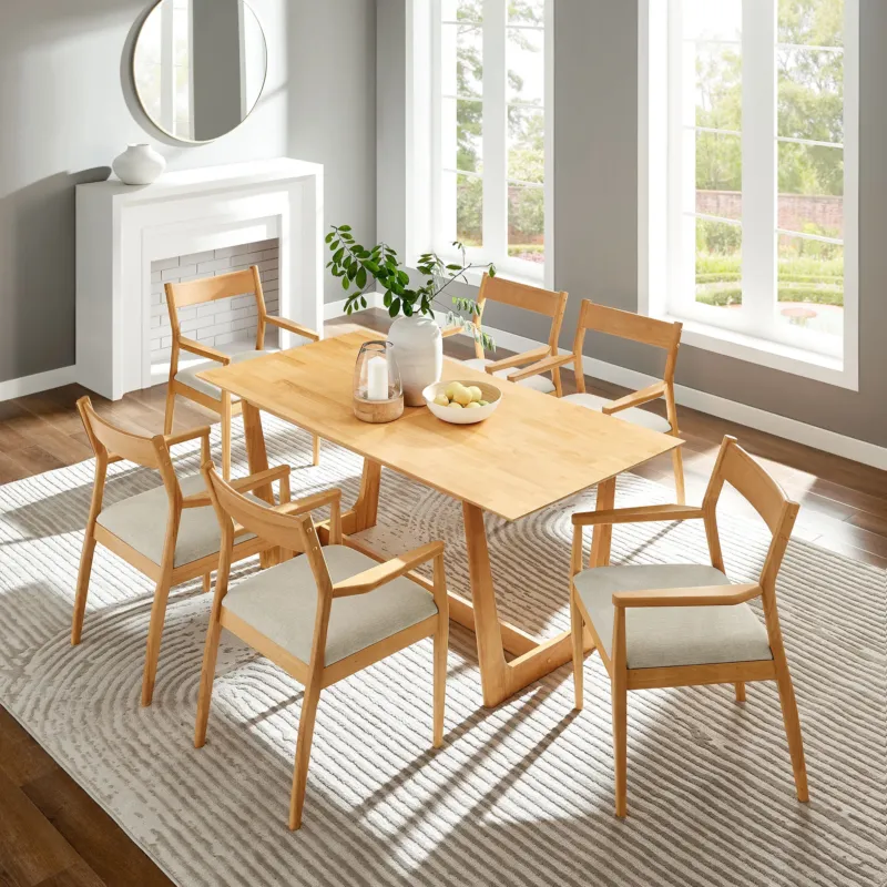 Solara 7-Piece Wood Dining Set with Fabric Upholstered Armchairs by Modway | Dining Sets | Modishstore - 1
