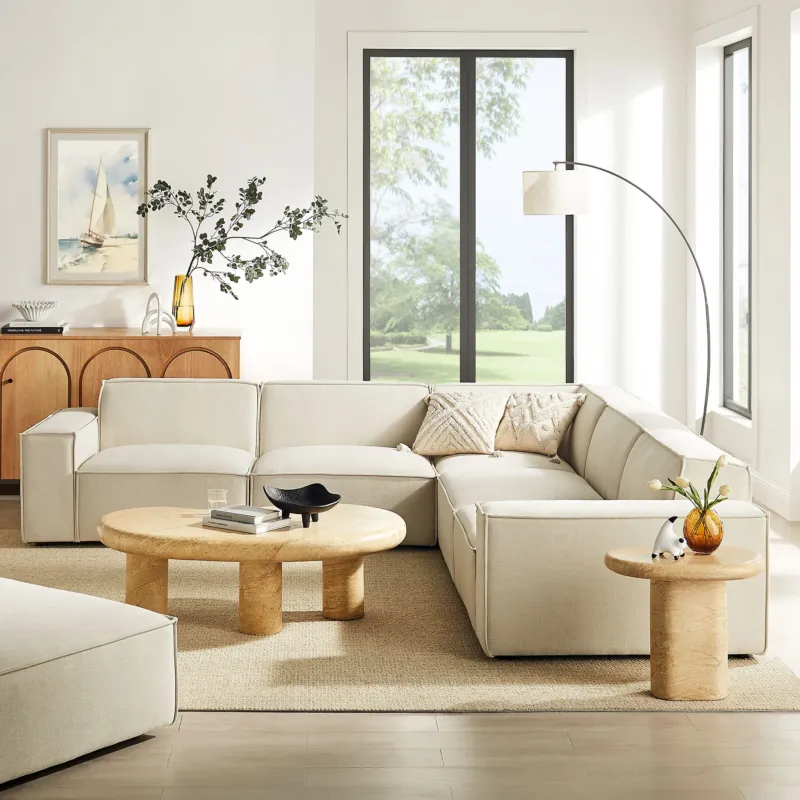 Restore 5-Piece Performance Fabric Upholstered Modular L-Shaped Sofa by Modway